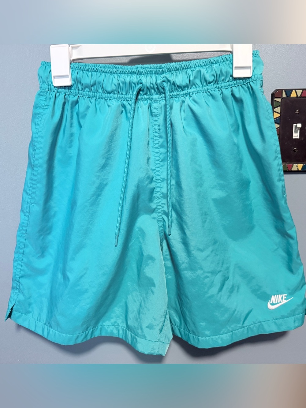 Nike Men’s Small Aqua Drawstring Athletic Shorts